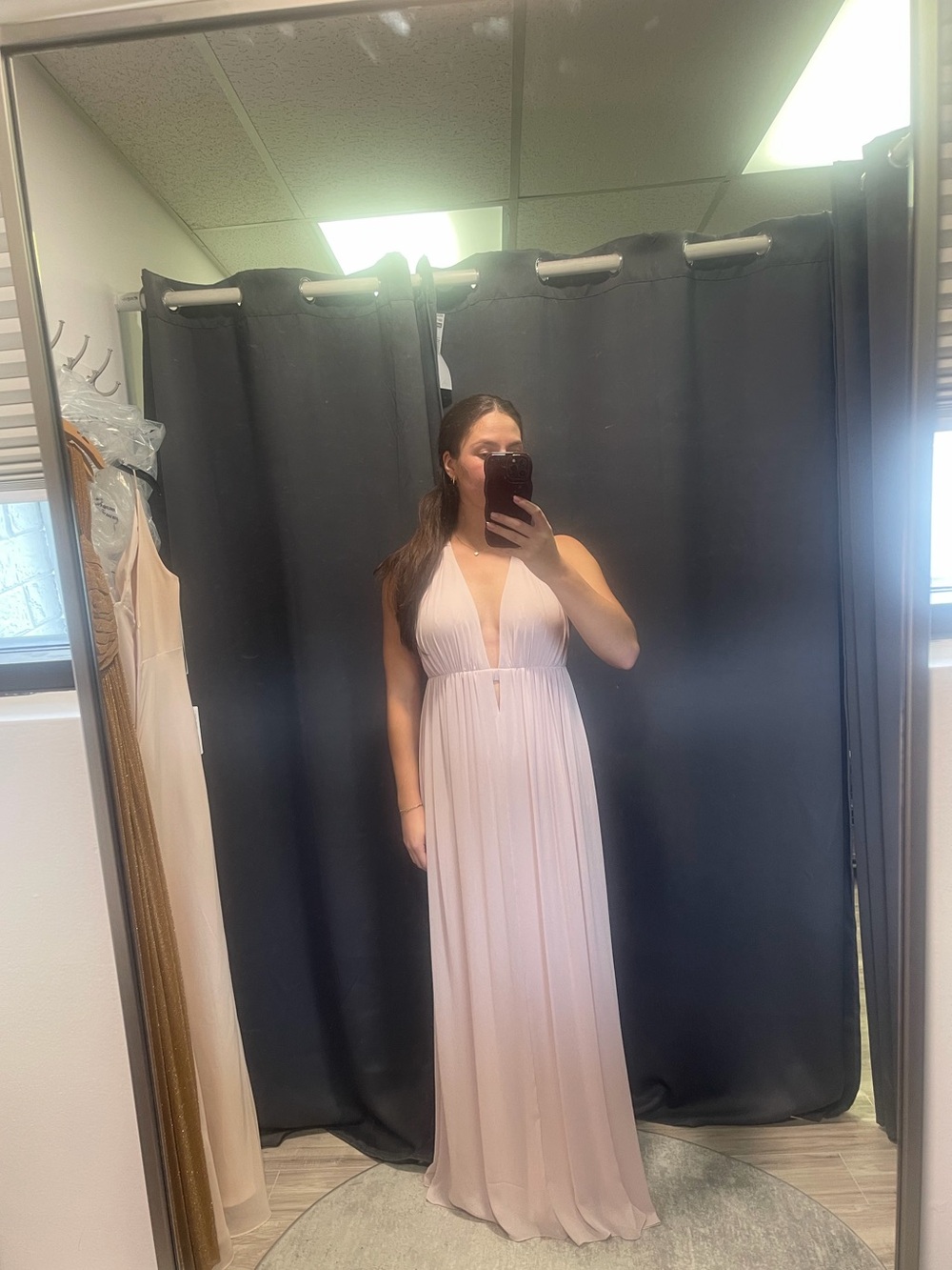 Elegant Blush Halter Maxi Dress - Women